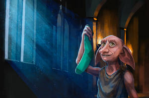 Dobby Elf Digital Painting Raising Sock Wallpaper