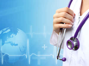 Doctor With Purple Stethoscope Hd Medical Wallpaper