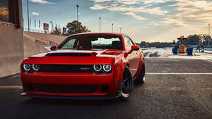 Dodge Challenger With Hood Scoop Wallpaper