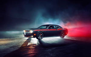 Dodge Challenger With Red Decal Wallpaper