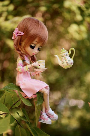 Doll Having Tea Party Wallpaper