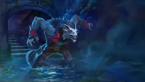 Dominating Wolf Monster In Old School Runescape Wallpaper
