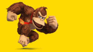 Donkey Kong In Action With A Barrel Wallpaper