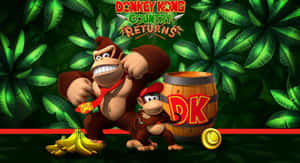 Donkey Kong Leaping Through The Air With Giant Fists Ready Wallpaper
