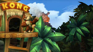 Donkey Kong Standing Heroically In A Jungle Environment Wallpaper