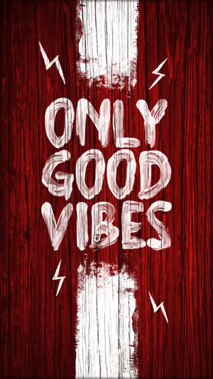 Doodle Style Good Vibe Typography On Wood Wallpaper