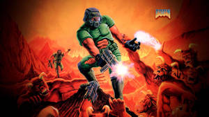 Doom - A Man In Green With A Gun Wallpaper
