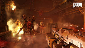 Doom Eternal View Of Fodder Enemies Wallpaper