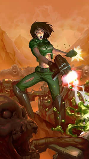 Doom Iphone Woman Weapon Wallpaper