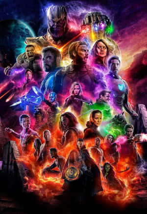 Dope Avengers Neon Colored Lights Wallpaper