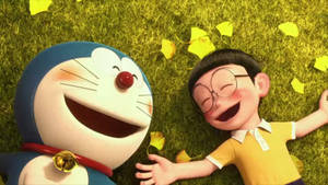 Doraemon And Nobita Lying On The Grass 4k Wallpaper