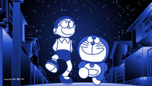 Doraemon And Nobita Street Walk Wallpaper