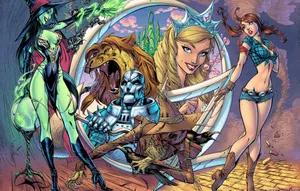 Dorothy And Her Trusty Friends Explore The Majestic Land Of Oz. Wallpaper