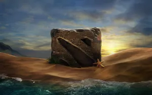 Dota 2 Logo On Beach Wallpaper