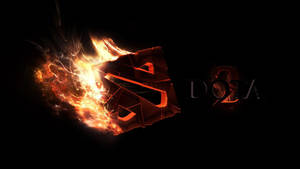 Dota 2 Logo On Fire Wallpaper