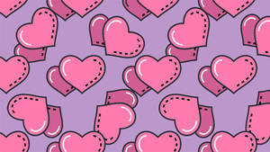 Dotted Pink Aesthetic Heart Pattern Wallpaper