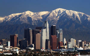 Downtown Los Angeles Mountain Skyline View Wallpaper