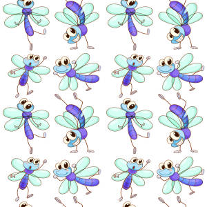 Dragonfly Cartoon Pattern Wallpaper