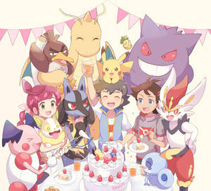 Dragonite At Birthday Party Wallpaper