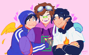 Dream Team Characters Pink Hearts Wallpaper