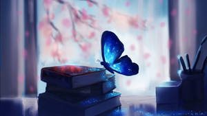 Dreamy Books And Butterfly Wallpaper