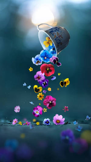 Dreamy Flower Rain Mobile Wallpaper Wallpaper