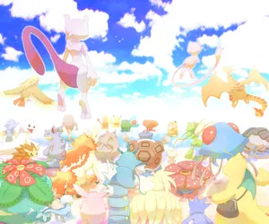 Dreamy Pokemon With Mewtwo Wallpaper