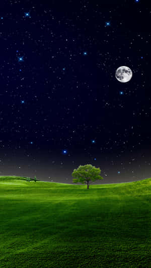 Dreamy View Of A Night Sky With Stars And Crescent Moon. Wallpaper