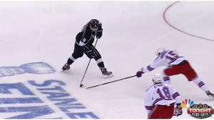 Drew Doughty Playing Against New York Rangers Players Wallpaper