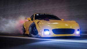 Drift Cars Yellow Mazda Sports Car Wallpaper