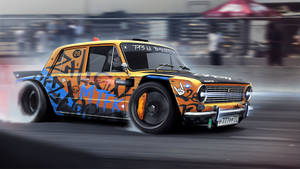 Drifting Car With Graffiti Wallpaper