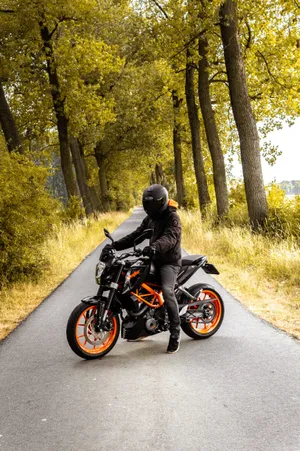 Driving Down Forest Road Ktm Iphone Wallpaper