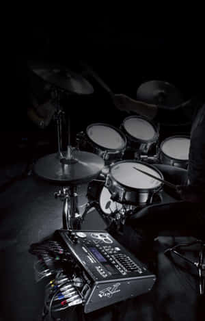 Drummerin Action Dark Backdrop Wallpaper