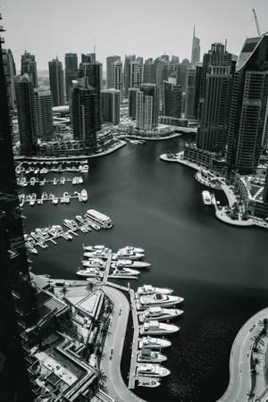 Dubai Marina Black And Grey Iphone Wallpaper