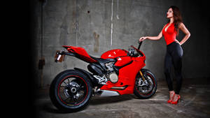 Ducati 1199 Panigale Cool Bike With Model Wallpaper