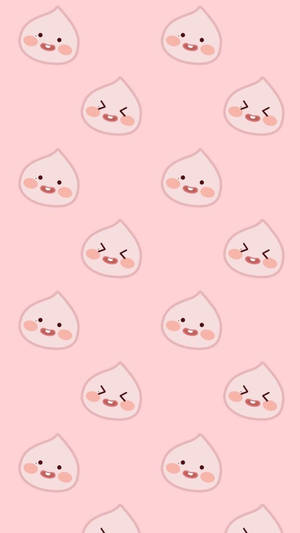 Dumplings Pattern Pastel Pink Background Wallpaper