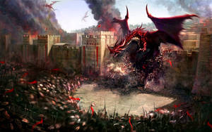 Dungeons And Dragons Attacking Red Dragon Wallpaper