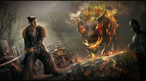Dungeons And Dragons Samurai Vs Burning Beast Wallpaper