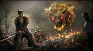 Dungeons And Dragons Samurai Vs Burning Beast Wallpaper