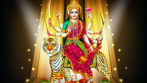 Durga Devi Mounting Her Tiger Wallpaper