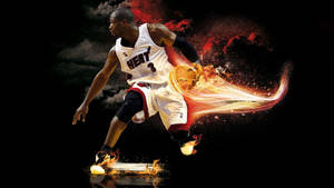 Dwyane Wade Fiery Digital Artwork Wallpaper