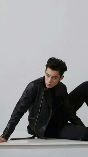 Dylan Wang Modeling In Black Wallpaper