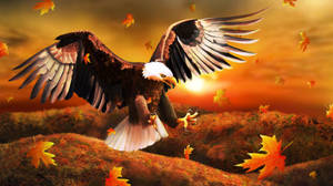 Eagle And Autumn Leaves Wallpaper
