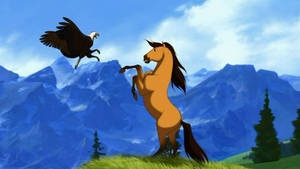 Eagle And Horse From Spirit Stallion Of The Cimarron Wallpaper