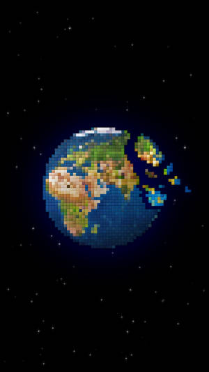 Earth Pixel Art Space Phone Wallpaper
