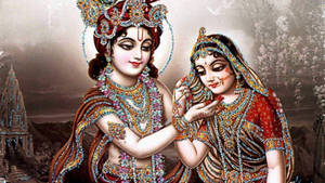 Earth-toned Radha And Krishna 4k Wallpaper