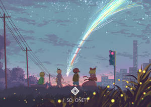 Earthbound Falling Comet In The City Wallpaper