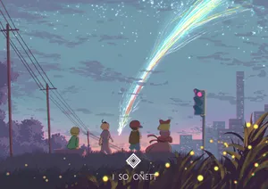 Earthbound Falling Comet In The City Wallpaper