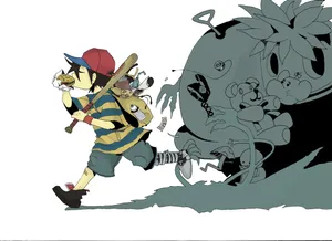 Earthbound Traveler Ness In White Artwork Wallpaper