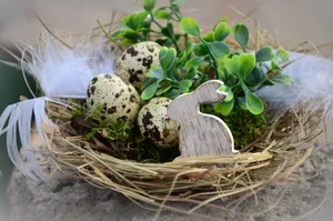 Easter Bunny In A Nest With Easter Eggs Wallpaper